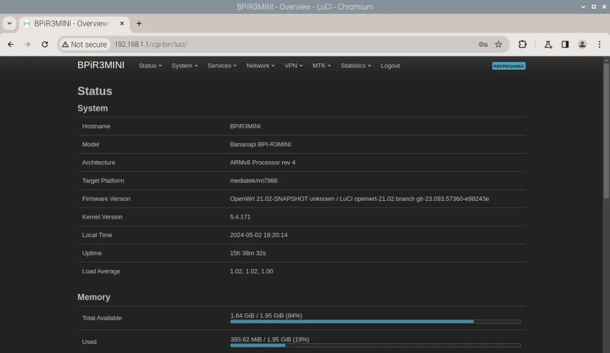 Banana Pi BPi-R3 mini system settings
