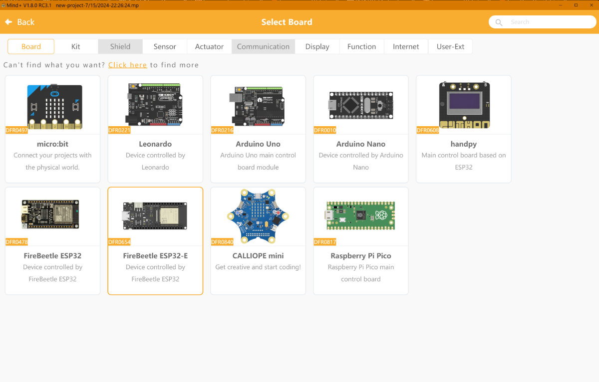 DFRobot Firebeetle 2 ESP32-E Mind+