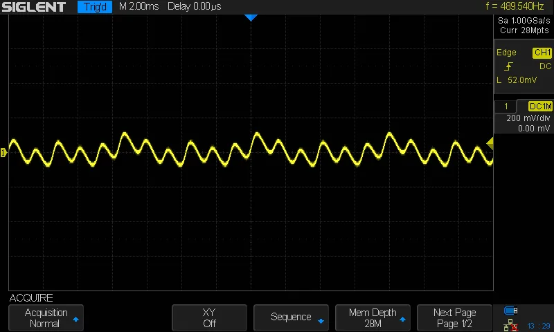Another oscilloscope shot showing a complex waveform obtained using the organ engine.