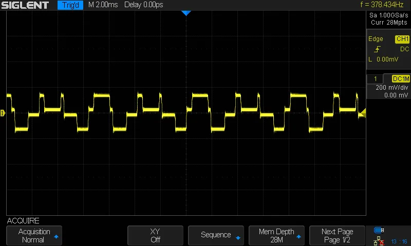 A complex waveform obtained using different oscillator ratios and a detune option.