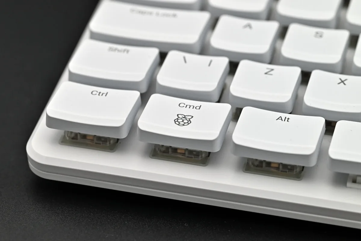 A close-up photo of the lowest leftmost keys on the Raspberry Pi 500: showing the control, command and alt keys in focus.