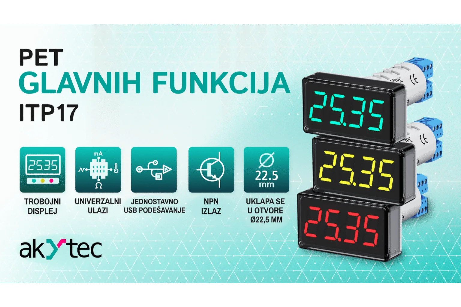 5 ključnih karakteristika ITP17 indikatora akYtec ITP17 indikator