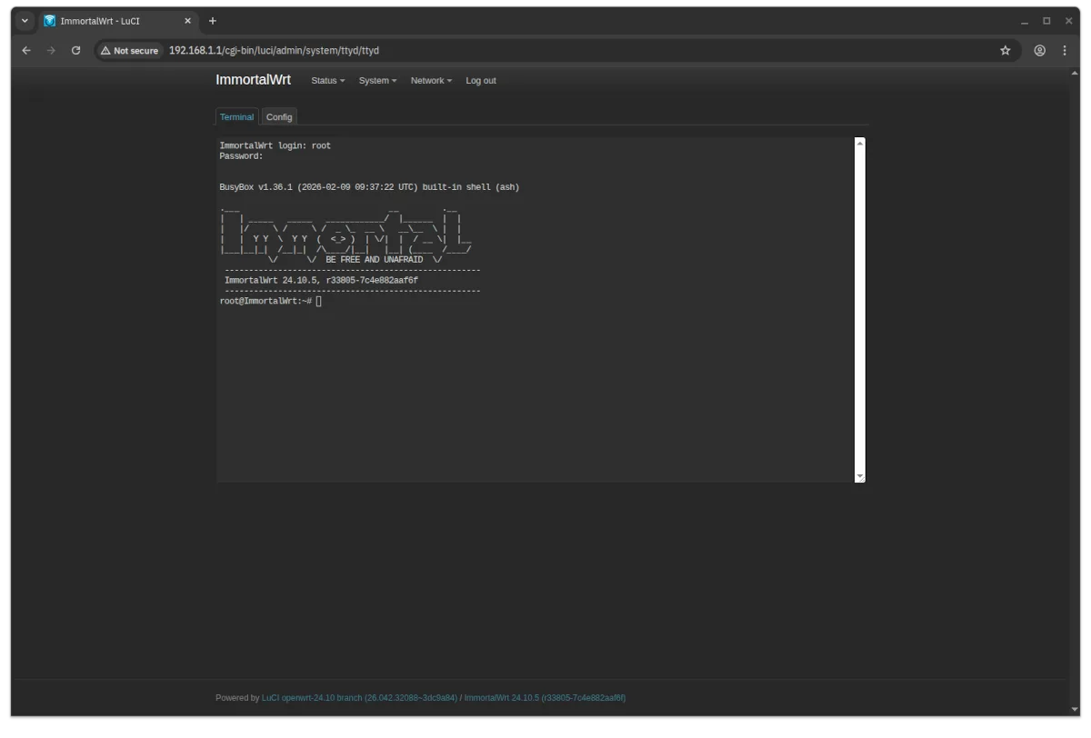 Terminal on ImmortalWRT