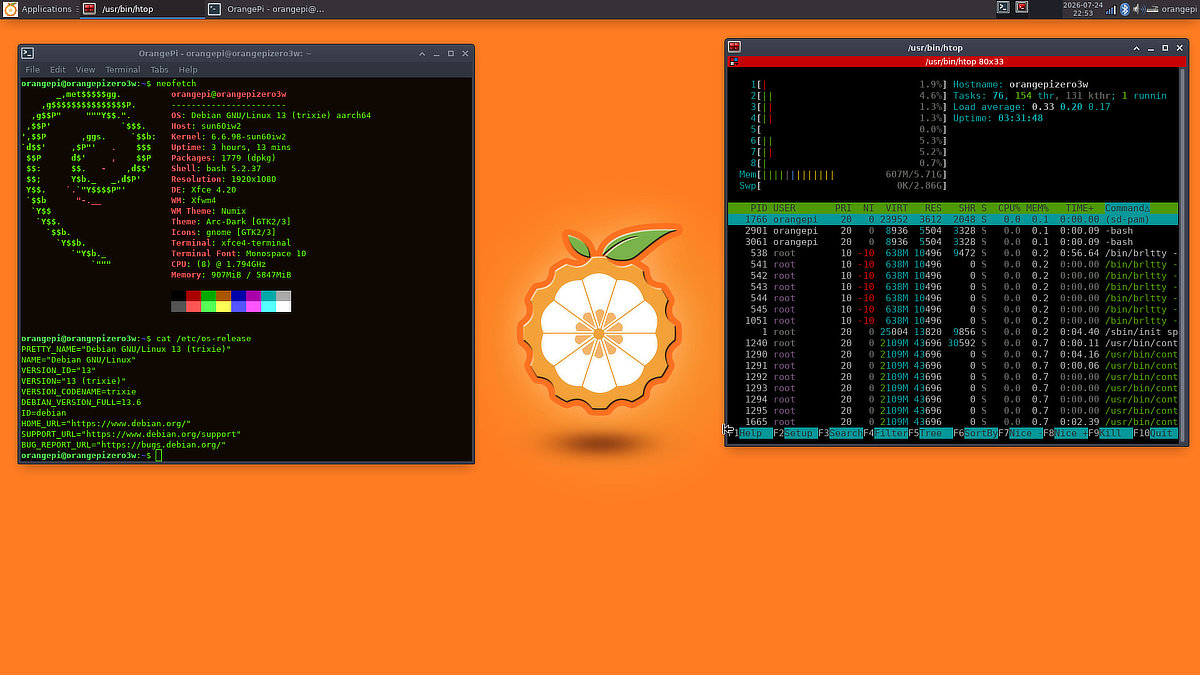 Debian 13 Trixie on Orange Pi Zero 3W