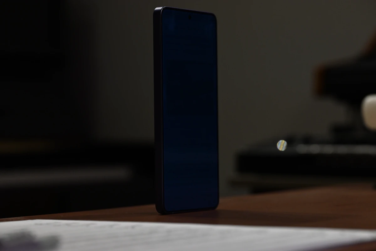 At an off, 45-degree angle, with Privacy Display enabled, the phone's screen is no longer readable at all, protecting personal data.